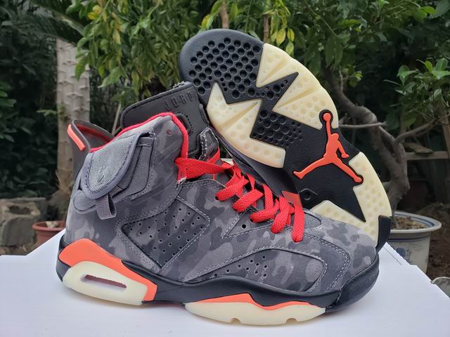 Air Jordan 6 Men's Basketball Shoes Grey Camo-019